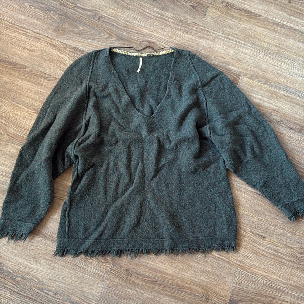 Green free people oversized sweater